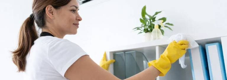 Servicio de aseo externalizado realizando limpieza profesional en empresa.